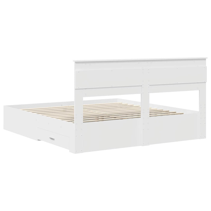 Cadru de pat cu sertar cu headboard cu depozitare Lemn compozit - WALTI WALTI