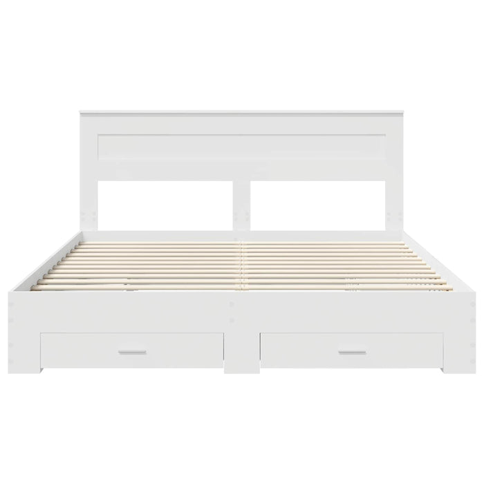 Cadru de pat cu sertar cu headboard cu depozitare Lemn compozit - WALTI WALTI