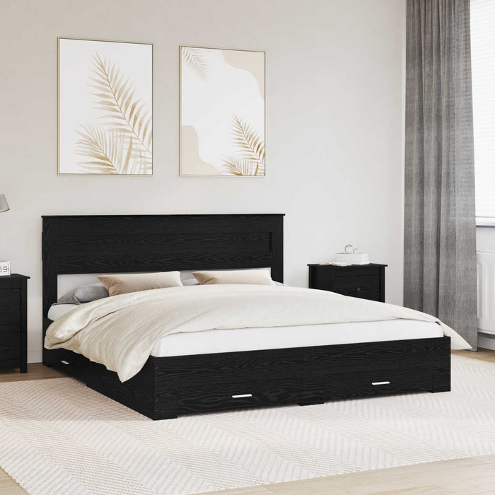 Cadru de pat cu sertar cu headboard cu depozitare Lemn compozit - WALTI WALTI