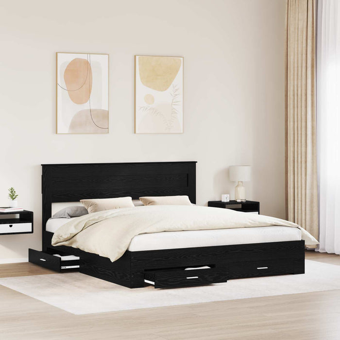 Cadru de pat cu sertar cu headboard cu depozitare Lemn compozit - WALTI WALTI