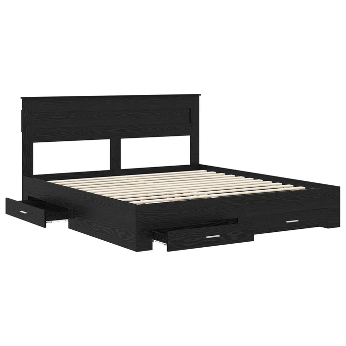 Cadru de pat cu sertar cu headboard cu depozitare Lemn compozit - WALTI WALTI