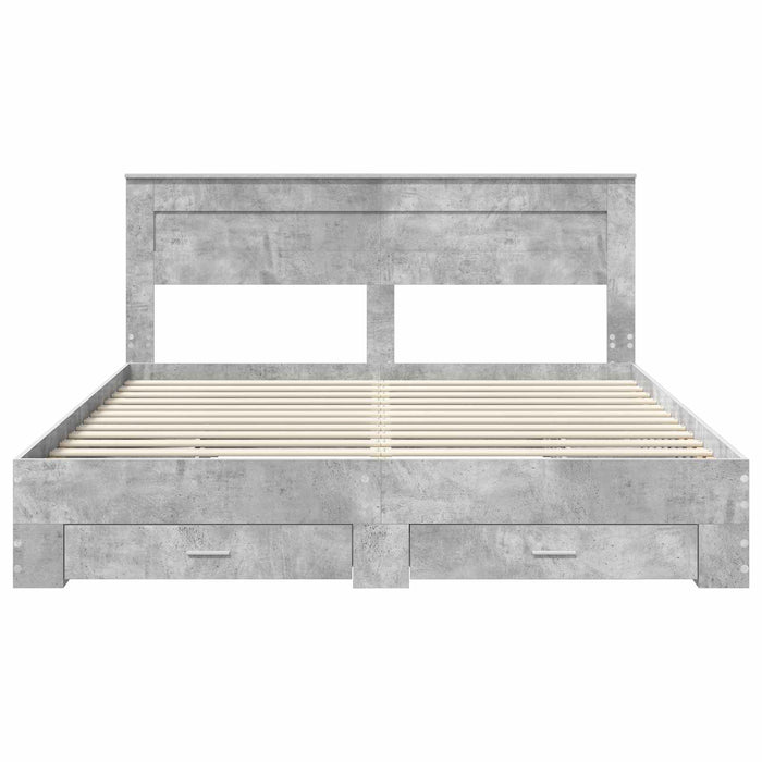 Cadru de pat cu sertar Gri din beton 180 x 200 cm Lemn compozit - WALTI WALTI
