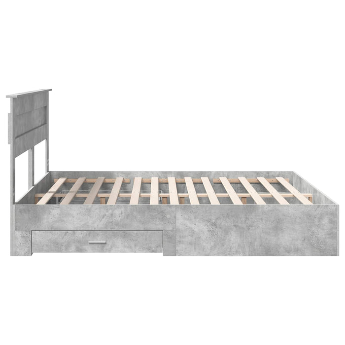 Cadru de pat cu sertar Gri din beton 180 x 200 cm Lemn compozit - WALTI WALTI