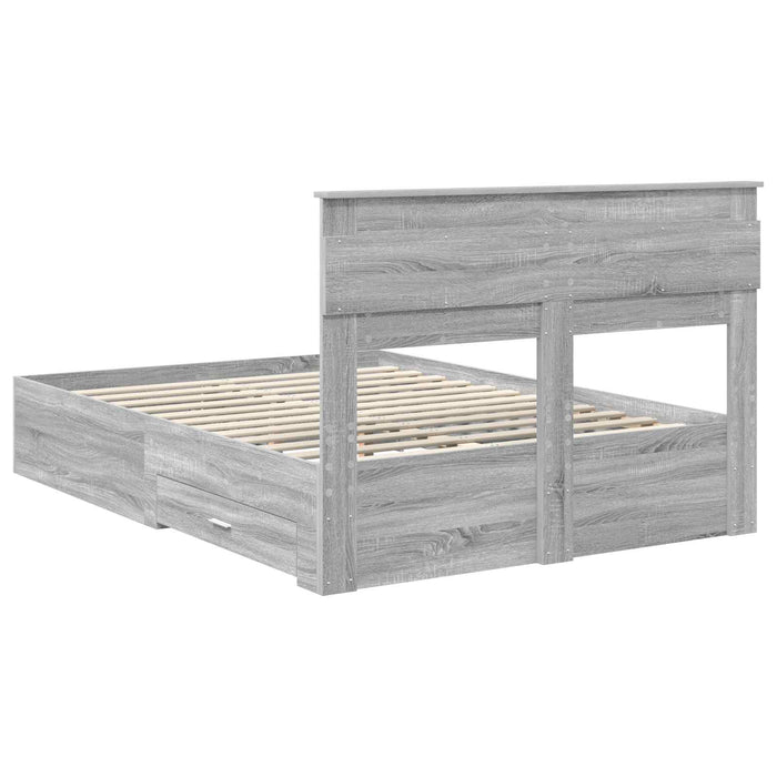 Cadru de pat cu sertar cu headboard cu depozitare Lemn compozit - WALTI WALTI