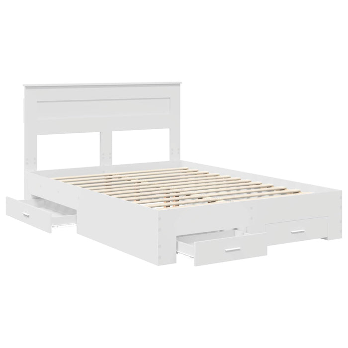 Cadru de pat cu sertar Alb 140 x 190 cm Lemn prelucrat - WALTI WALTI