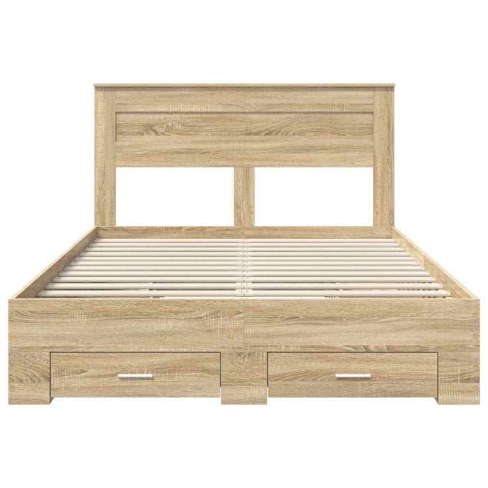 Cadru de pat cu sertar cu headboard cu depozitare Lemn compozit - WALTI WALTI