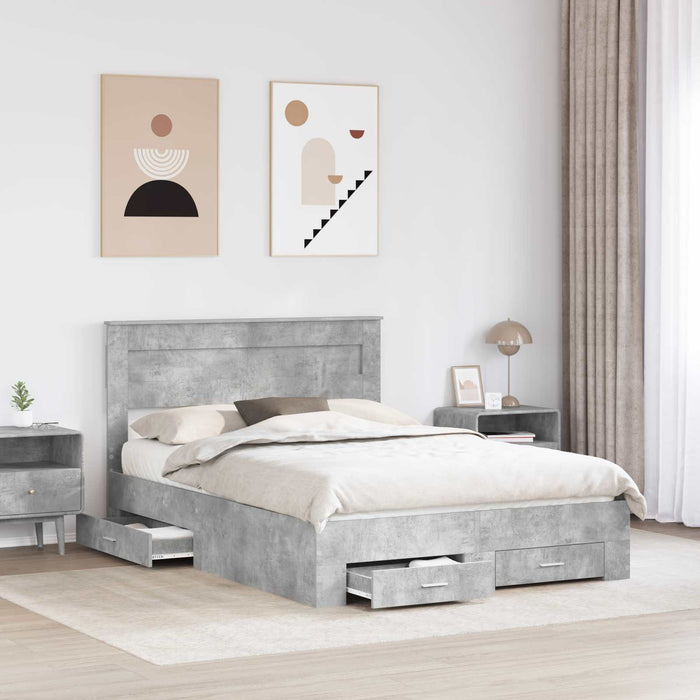 Cadru de pat cu sertar cu headboard cu depozitare Lemn compozit - WALTI WALTI