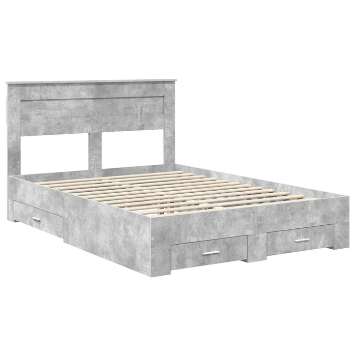 Cadru de pat cu sertar cu headboard cu depozitare Lemn compozit - WALTI WALTI