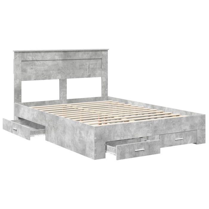 Cadru de pat cu sertar cu headboard cu depozitare Lemn compozit - WALTI WALTI