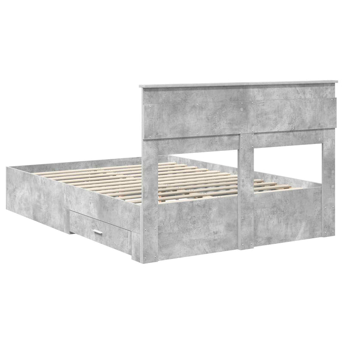 Cadru de pat cu sertar cu headboard cu depozitare Lemn compozit - WALTI WALTI