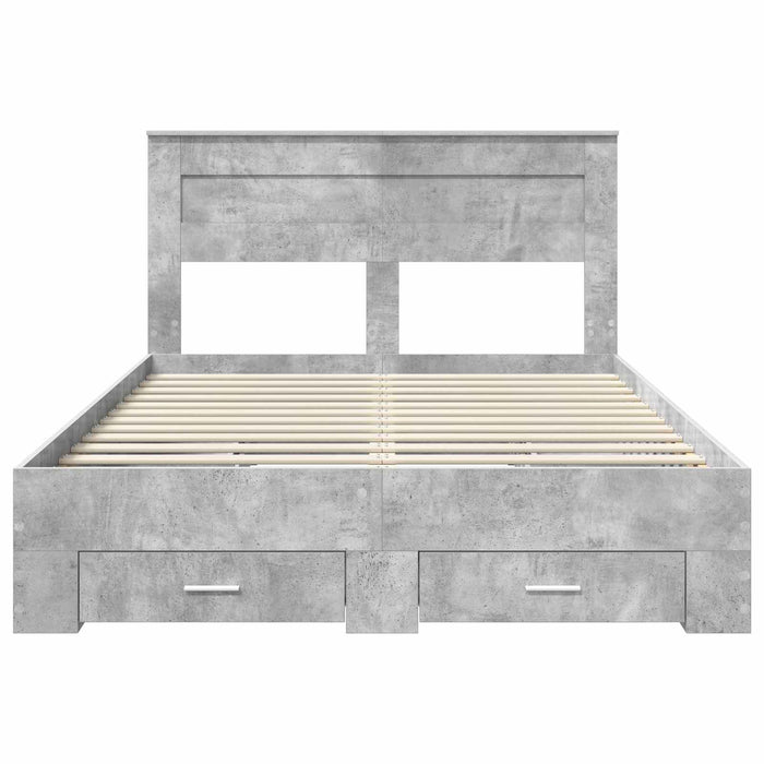 Cadru de pat cu sertar cu headboard cu depozitare Lemn compozit - WALTI WALTI