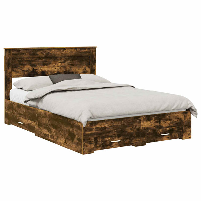 Cadru de pat cu sertar cu headboard cu depozitare Lemn compozit - WALTI WALTI