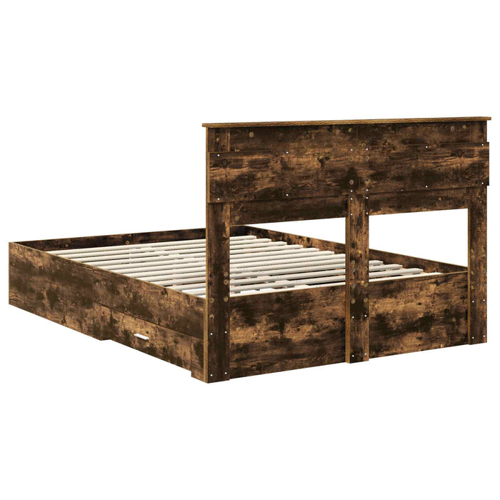 Cadru de pat cu sertar cu headboard cu depozitare Lemn compozit - WALTI WALTI