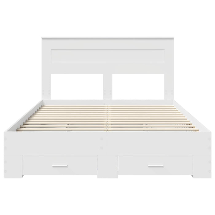 Cadru de pat cu sertar Alb 140 x 200 cm Lemn prelucrat - WALTI WALTI