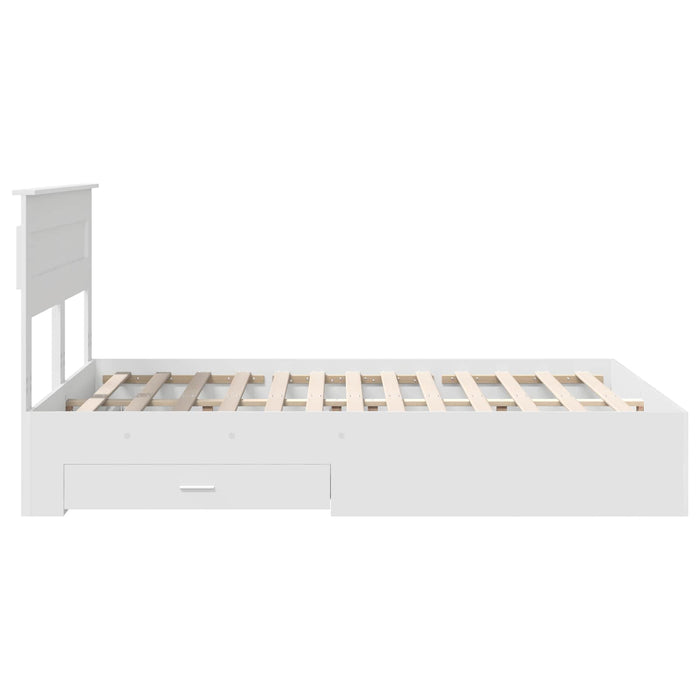 Cadru de pat cu sertar Alb 140 x 200 cm Lemn prelucrat - WALTI WALTI