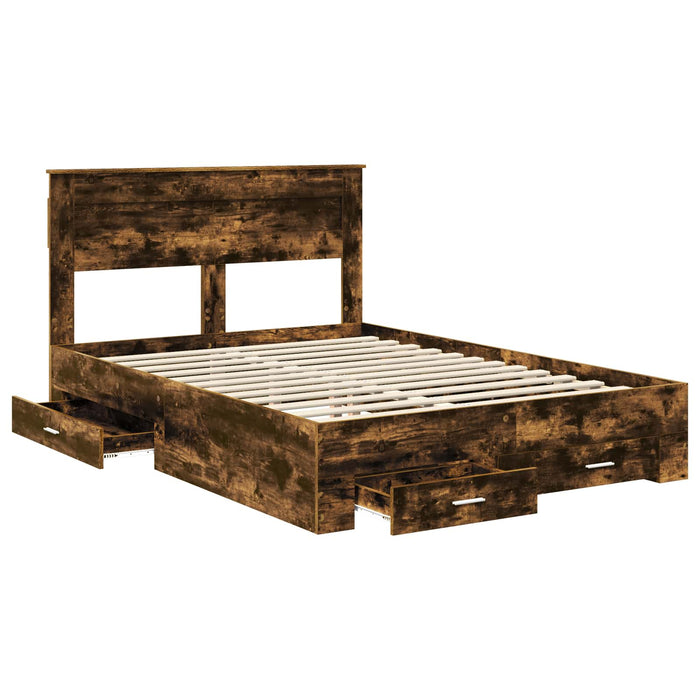 Cadru de pat cu sertar cu headboard cu depozitare Lemn compozit - WALTI WALTI