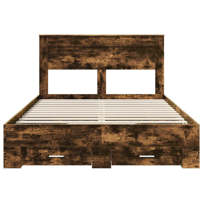 Cadru de pat cu sertar cu headboard cu depozitare Lemn compozit - WALTI WALTI