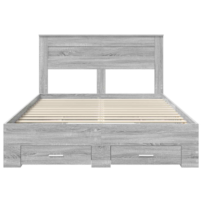 Cadru de pat cu headboard Gri Sonoma 140 x 200 cm Lemn compozit - WALTI WALTI
