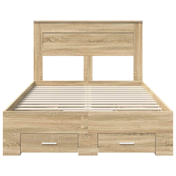Cadru de pat cu sertar cu headboard cu depozitare Lemn compozit - WALTI WALTI