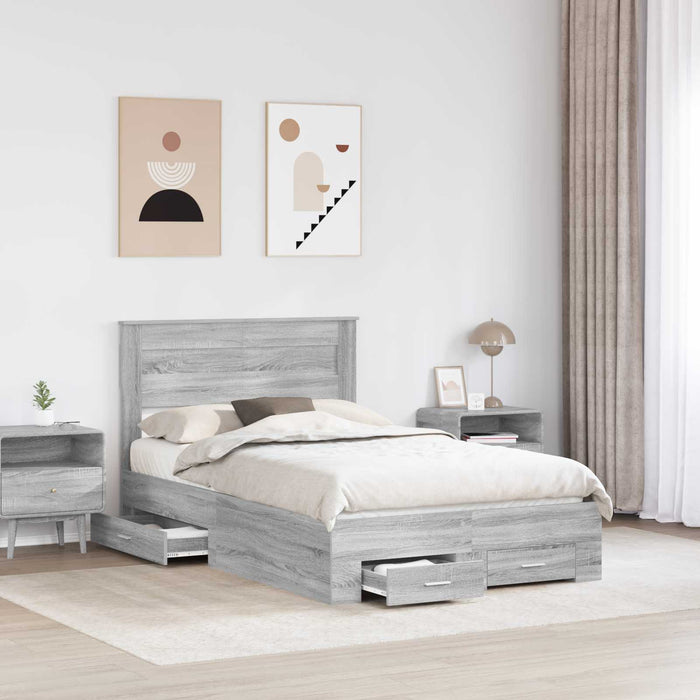 Cadru de pat cu sertar cu headboard cu depozitare Lemn compozit - WALTI WALTI