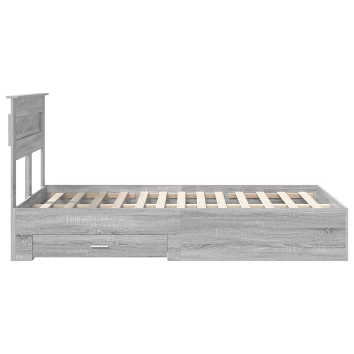 Cadru de pat cu sertar cu headboard cu depozitare Lemn compozit - WALTI WALTI