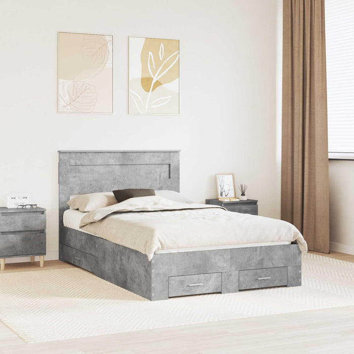 Cadru de pat cu sertar cu headboard cu depozitare Lemn compozit - WALTI WALTI