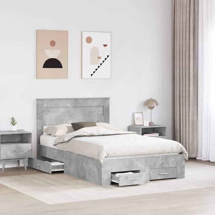Cadru de pat cu sertar cu headboard cu depozitare Lemn compozit - WALTI WALTI