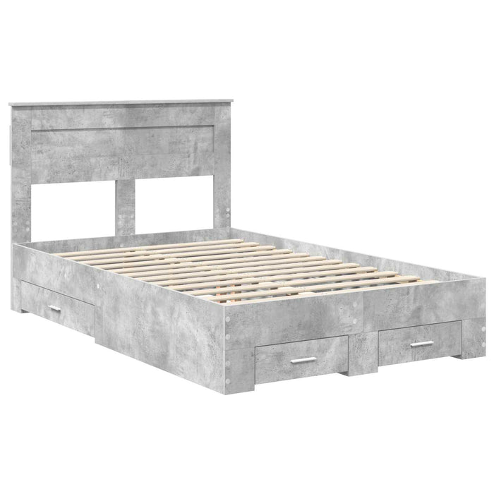 Cadru de pat cu sertar cu headboard cu depozitare Lemn compozit - WALTI WALTI