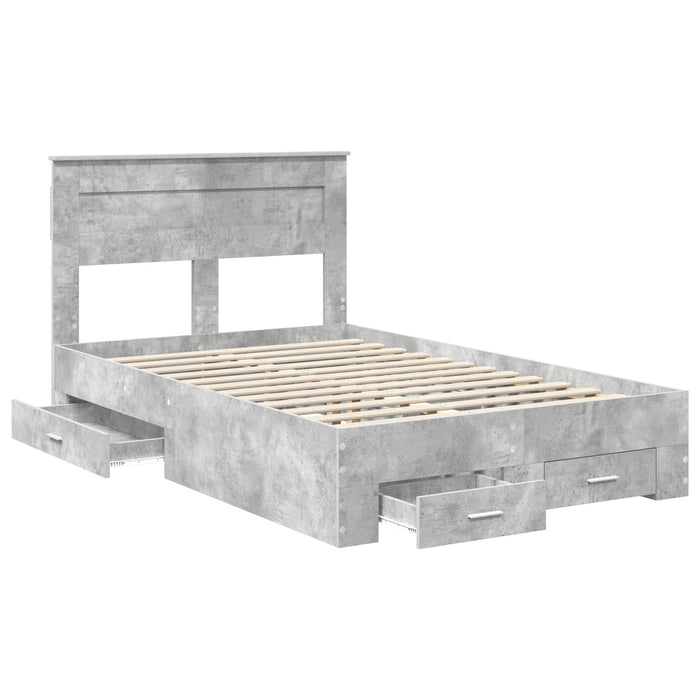 Cadru de pat cu sertar cu headboard cu depozitare Lemn compozit - WALTI WALTI
