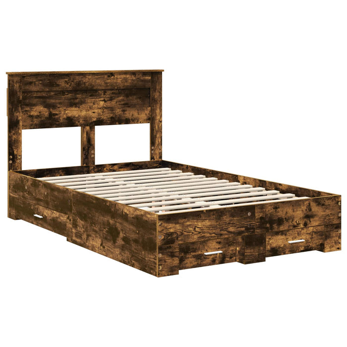 Cadru de pat cu sertar cu headboard cu depozitare Lemn compozit - WALTI WALTI