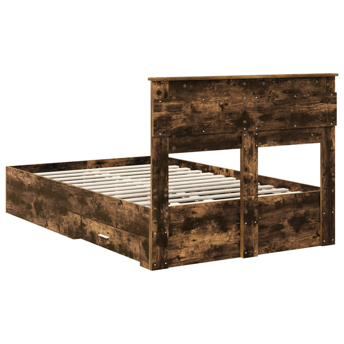 Cadru de pat cu sertar cu headboard cu depozitare Lemn compozit - WALTI WALTI