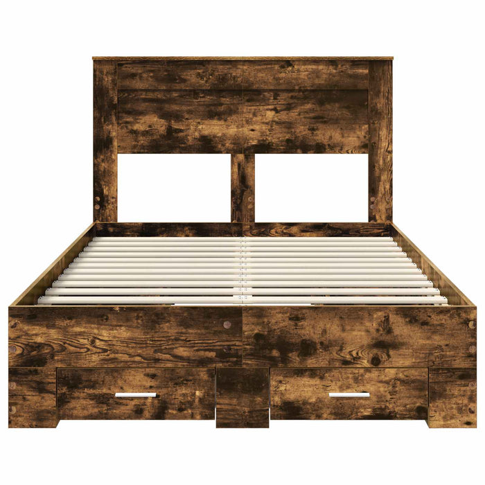 Cadru de pat cu sertar cu headboard cu depozitare Lemn compozit - WALTI WALTI