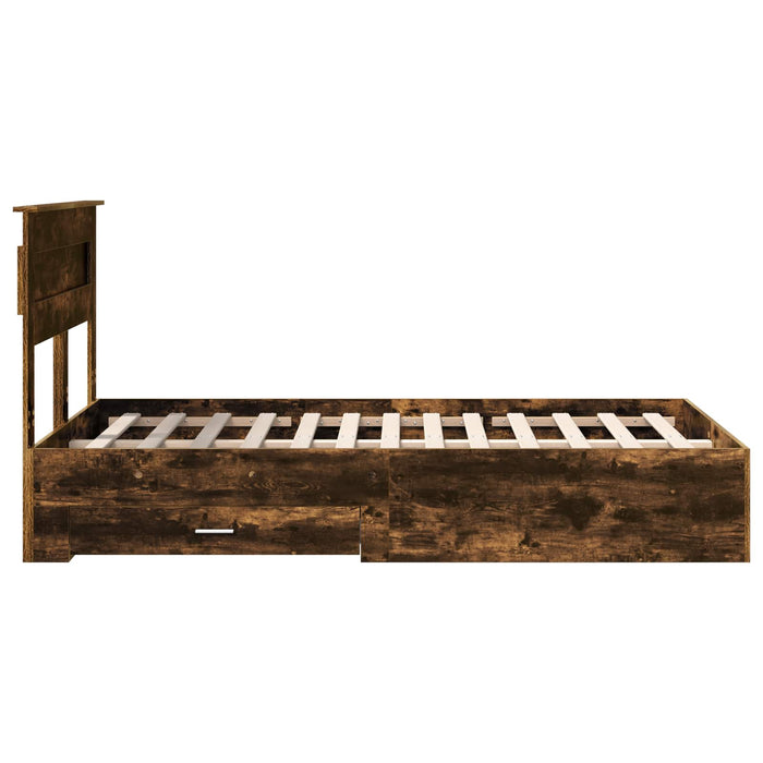 Cadru de pat cu sertar cu headboard cu depozitare Lemn compozit - WALTI WALTI