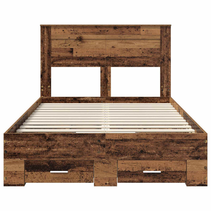 Cadru de pat cu headboard Lemn vechi 120 x 190 cm Lemn compozit - WALTI WALTI