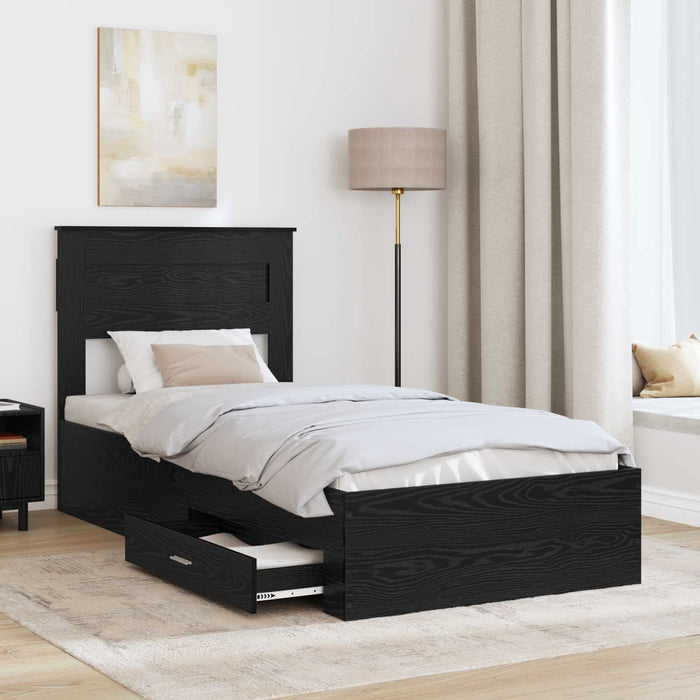 Cadru de pat cu sertar cu headboard cu depozitare Lemn compozit - WALTI WALTI