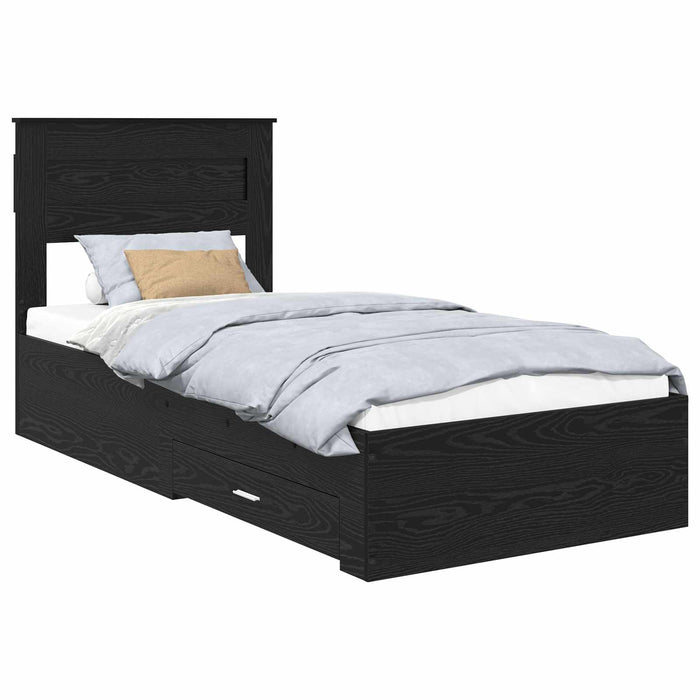 Cadru de pat cu sertar cu headboard cu depozitare Lemn compozit - WALTI WALTI