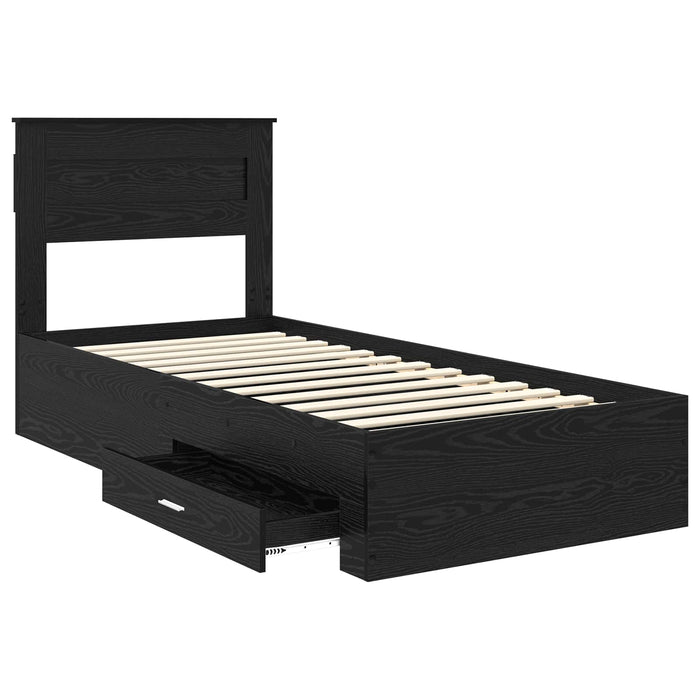 Cadru de pat cu sertar cu headboard cu depozitare Lemn compozit - WALTI WALTI