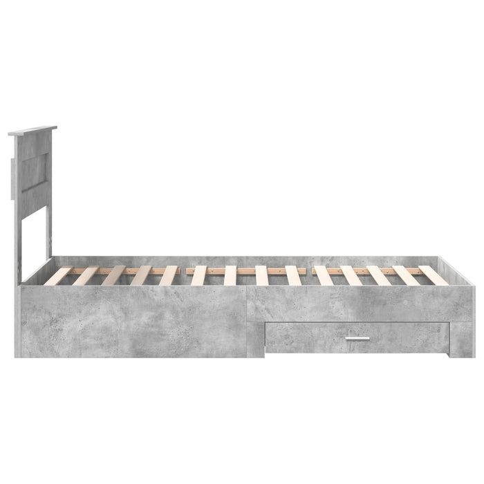 Cadru de pat cu sertar Gri din beton 100 x 200 cm Lemn compozit - WALTI WALTI