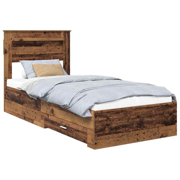 Cadru de pat cu sertar cu headboard cu depozitare Lemn compozit - WALTI WALTI