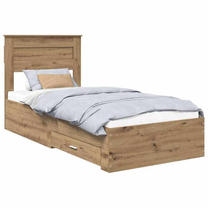 Cadru de pat cu sertar cu headboard cu depozitare Lemn compozit - WALTI WALTI