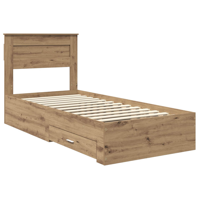 Cadru de pat cu sertar cu headboard cu depozitare Lemn compozit - WALTI WALTI