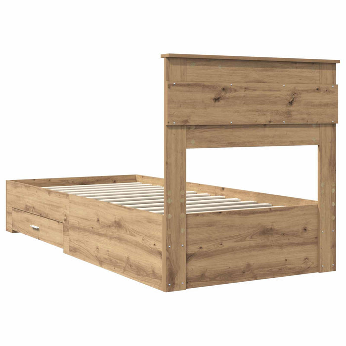 Cadru de pat cu sertar cu headboard cu depozitare Lemn compozit - WALTI WALTI