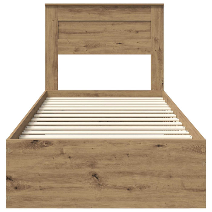 Cadru de pat cu sertar cu headboard cu depozitare Lemn compozit - WALTI WALTI