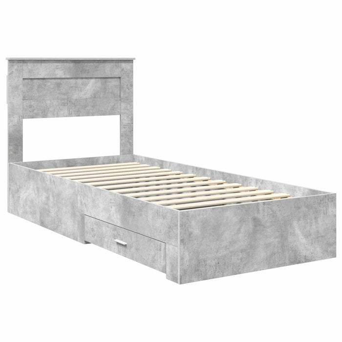 Cadru de pat cu sertar Gri din beton 90 x 190 cm Lemn compozit - WALTI WALTI