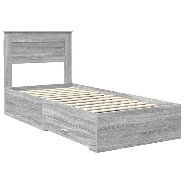 Cadru de pat cu sertar cu headboard cu depozitare Lemn compozit - WALTI WALTI