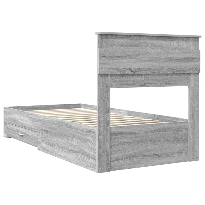 Cadru de pat cu sertar cu headboard cu depozitare Lemn compozit - WALTI WALTI