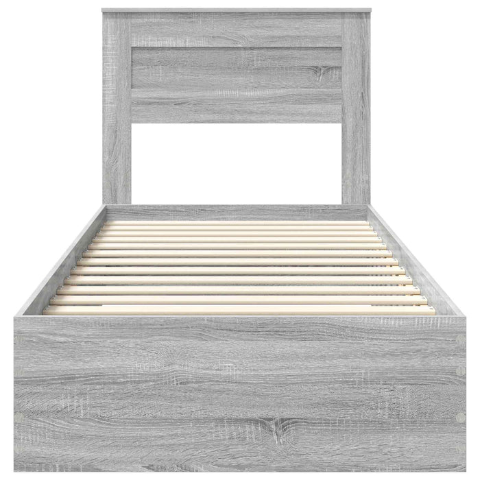 Cadru de pat cu sertar cu headboard cu depozitare Lemn compozit - WALTI WALTI