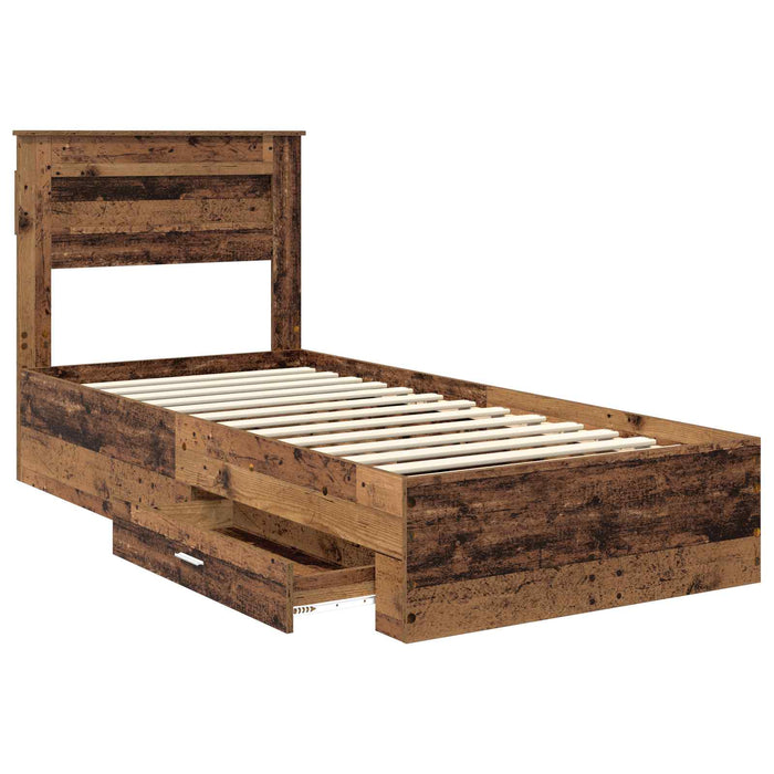 Cadru de pat cu sertar cu headboard cu depozitare Lemn compozit - WALTI WALTI