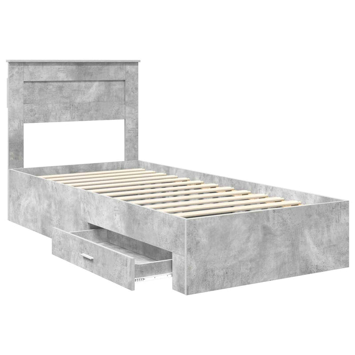 Cadru de pat Gri beton și argintiu 75 x 190 cm Lemn compozit - WALTI WALTI