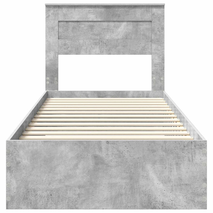 Cadru de pat Gri beton și argintiu 75 x 190 cm Lemn compozit - WALTI WALTI